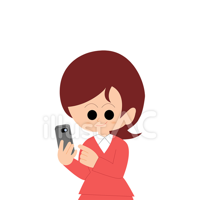 【無料イラスト素材】スマートフォンを持っている女性