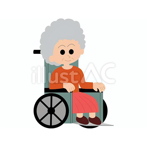 【無料イラスト素材】車椅子のおばあさん
