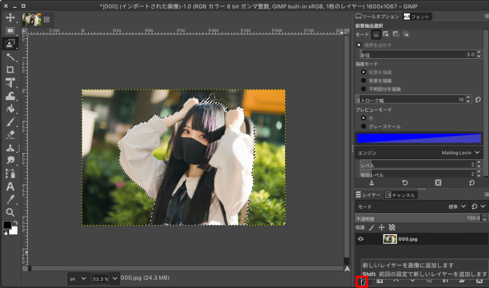 GIMPで人物切り抜きを行う方法 （背景を透明にする方法）