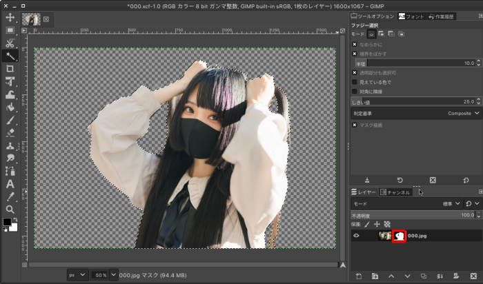 GIMPで人物切り抜きを行う方法 （背景を透明にする方法）