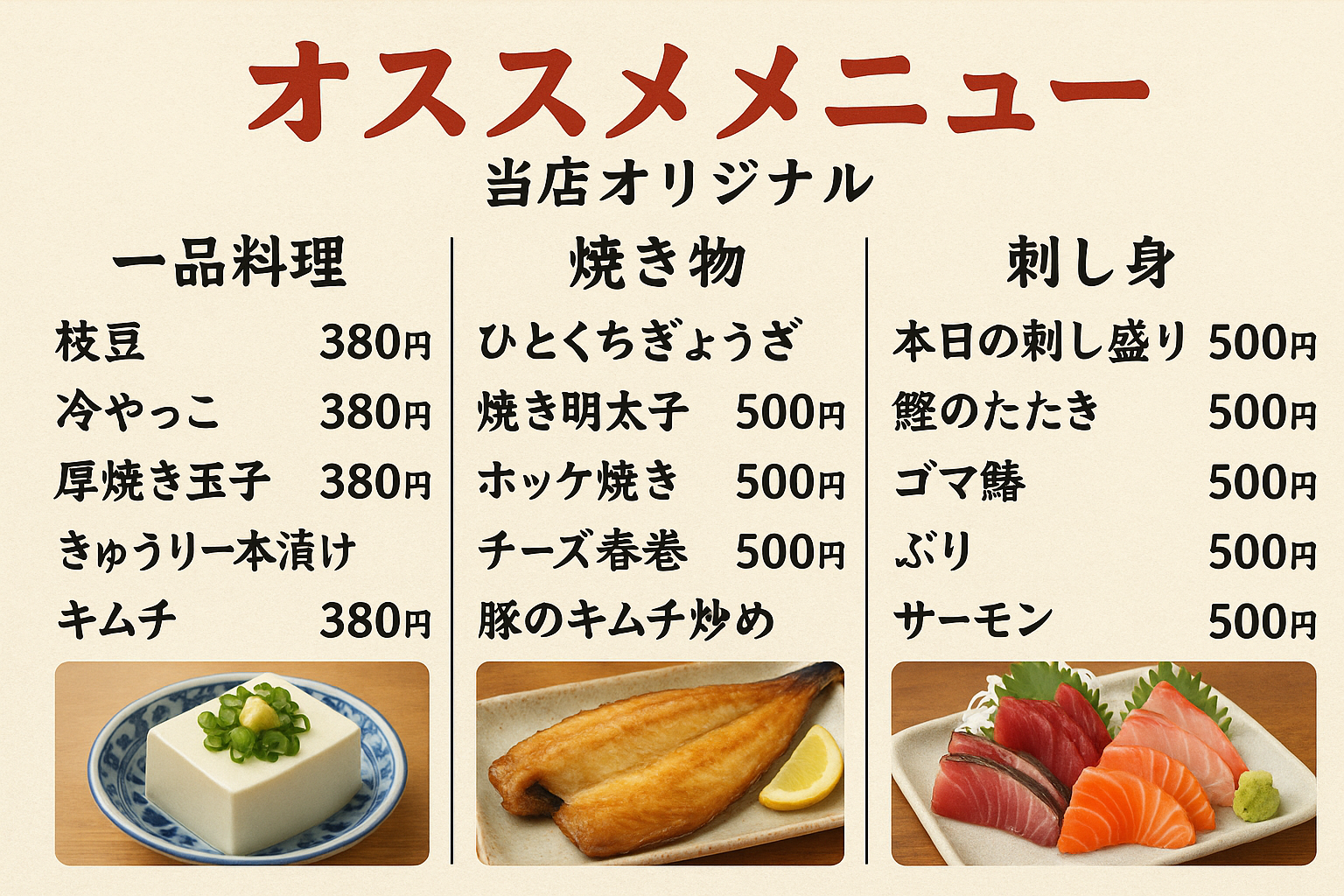 動画生成AIのSoraで居酒屋さんのメニューを作ってみた(1)