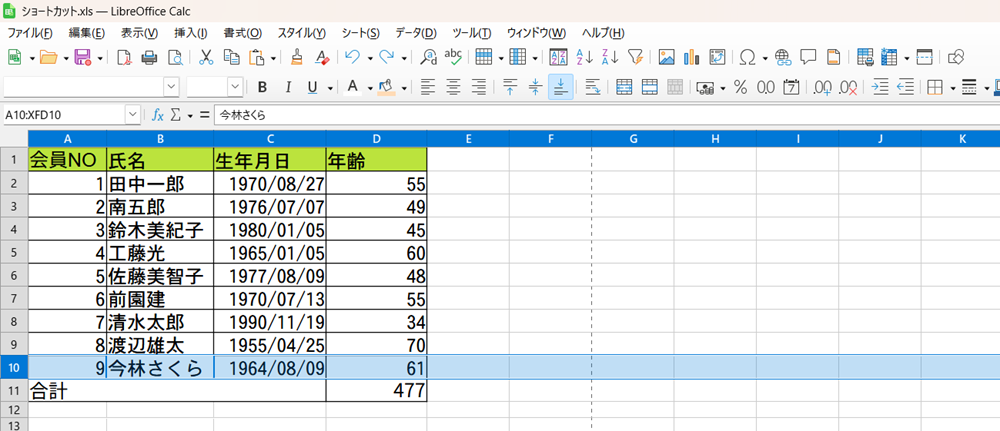 LibreOffice Calcの作業効率化 基本ショートカットと使い方